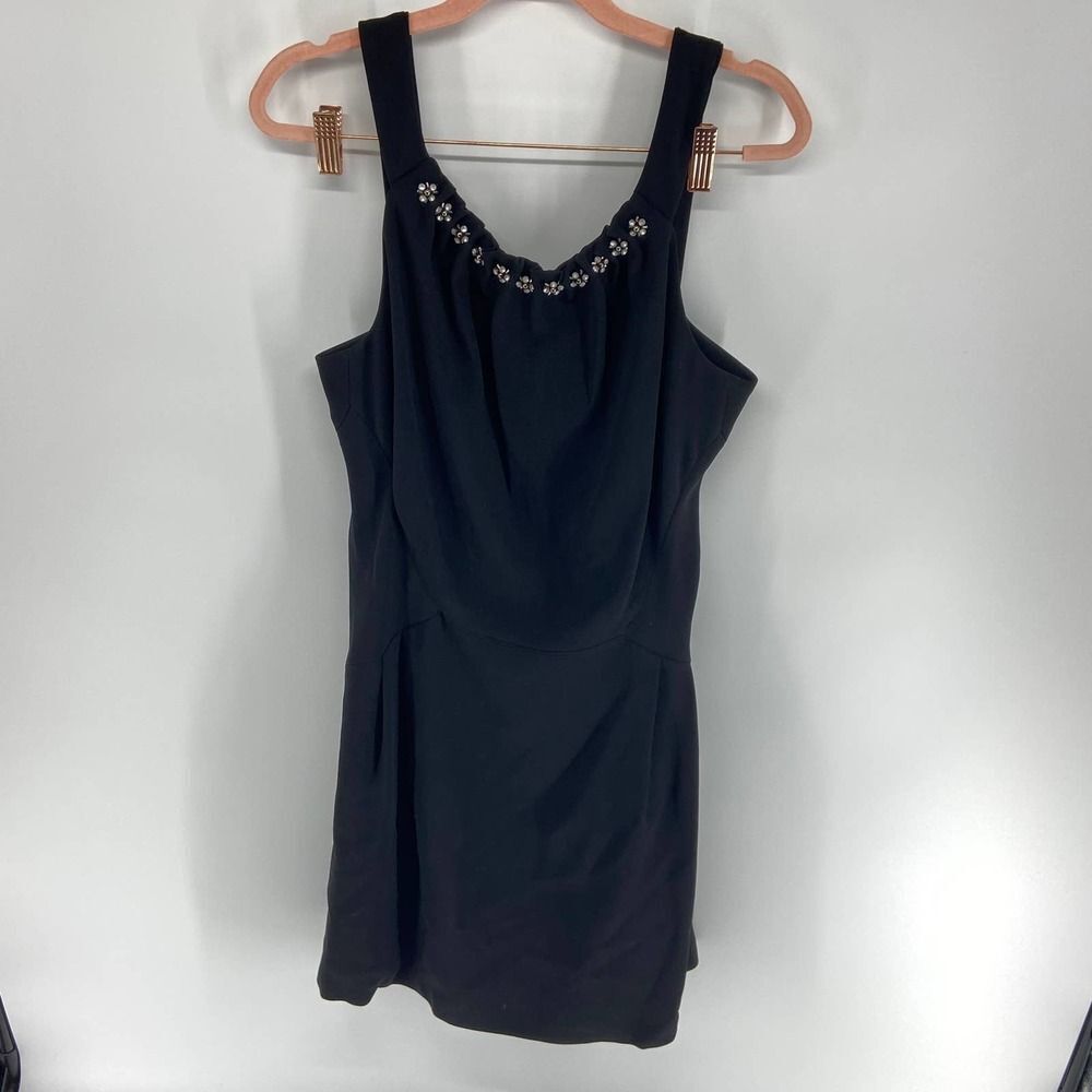 Tory Burch Sheila Black Sleeveless Floral Beaded Neckline Dress NWT Womens 10 - Picture 2 of 9